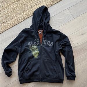 SESSIONS Vintage Black and Orange Hoodie XXL